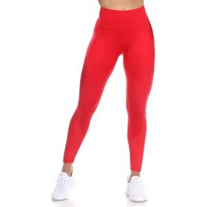 WM Fashion Women's High-Waist Mesh Fitness Leggings, Size: Medium, Red