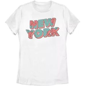 Unbranded Juniors' New York Retro Rose Graphic Tee, Girl's, Size: XXL, White