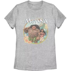 Sun Juniors' Fifth Sun Disney Moana & Maui Floral Poster Tee, Girl's, Size: XXL, Grey