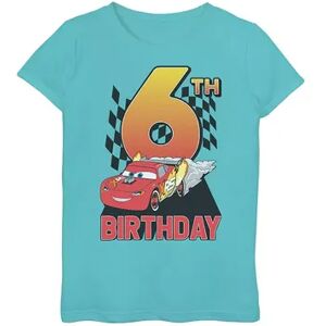 Licensed Character Girls 7-16 Disney/Pixar Cars Lightning McQueen 6th Birthday Peel Out Tee, Girl's, Size: Large, Blue