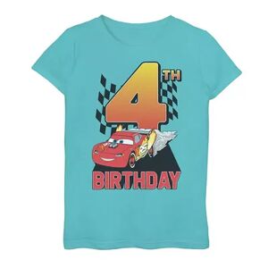 Licensed Character Girls 7-16 Disney/Pixar Cars Lightning McQueen 4th Birthday Peel Out Tee, Girl's, Size: Large, Blue