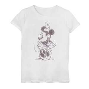 Licensed Character Disney's Minnie Mouse Girls 6-16 Cute Sketch Top, Girl's, Size: Large, White