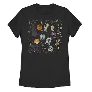 Star Wars Juniors' Star Wars Celestial Comic Collage Tee, Girl's, Size: XL, Black