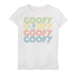 Disney s Goofy Girls 7-16 Head Portrait Name Stack Graphic Tee, Girl's, Size: Large, White