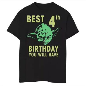 Star Wars Boys 8-20 Star Wars Yoda Best 4th Birthday You Will Have Stencil Graphic Tee, Boy's, Size: Large, Black