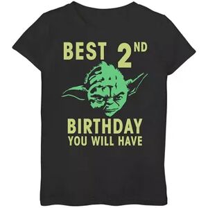 Star Wars Girls 7-16 Star Wars Yoda Best 2nd Birthday You Will Have Stencil Graphic Tee, Girl's, Size: Large, Black