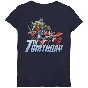 Marvel Girls 7-16 Marvel Avengers Action Shot 7th Birthday Graphic Tee, Girl's, Size: Medium, Blue