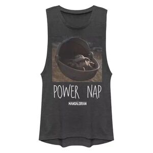 Licensed Character Juniors' Star Wars The Mandalorian The Child aka Baby Yoda Power Nap Muscle Tank, Girl's, Size: XL, Grey