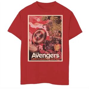 Marvel Boys 8-20 Marvel Avengers Vintage Poster Graphic Tee, Boy's, Size: Large, Red