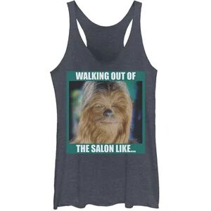 Licensed Character Juniors' Star Wars Chewbacca Walking Out Of The Salon Like Tank Top, Girl's, Size: XXL, Blue