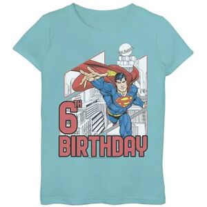 Licensed Character Girls 7-16 DC Comics Superman 6th Birthday Graphic Tee, Girl's, Size: Medium, Blue