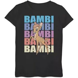 Disney s Bambi Girls 7-16 Name Stack Portrait Graphic Tee, Girl's, Size: Large, Black