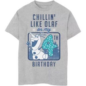 Disney s Frozen Boys 8-20 Chillin' Like Olaf On My 4th Birthday Graphic Tee, Boy's, Size: Medium, Med Grey