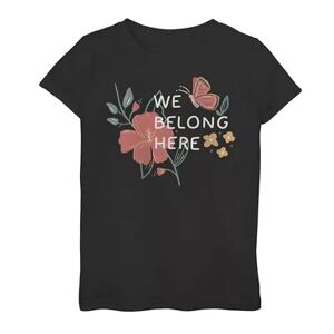 Unbranded Girls 7-16 We Belong Here Inspirational Flowers Tee, Girl's, Size: Medium, Black