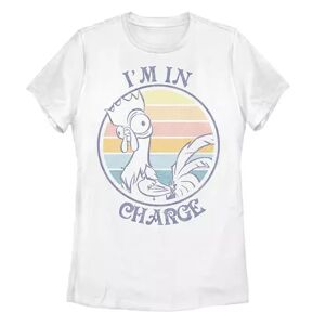 Licensed Character Juniors' Disney Moana Hei Hei I'm In Charge Sunset Fleece Tee, Girl's, Size: XL, White