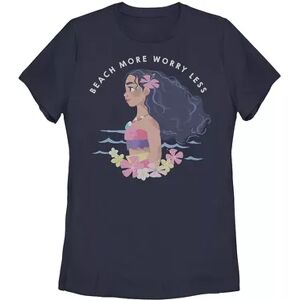 Licensed Character Juniors' Disney's Moana Beach More Text Poster Tee, Girl's, Size: Small, Blue