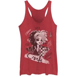 Licensed Character Disney' Cruella Juniors' Artsy Collage Graphic Tank, Girl's, Size: XS, Red