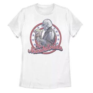 Licensed Character Juniors' Star Wars: The Mandalorian Fourth Of July Mando & Grogu Tee, Girl's, Size: XL, White