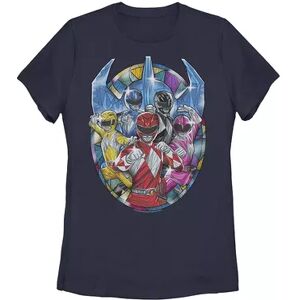 Licensed Character Juniors' Power Rangers Stained Glass Portrait Tee, Girl's, Size: XL, Blue