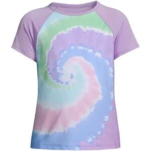 Girls 7-16 Lands' End Short Sleeve Rash Guard, Girl's, Size: Medium, Pastel Swirl Tie Dye