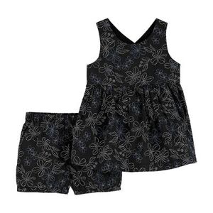 Baby Girl Carter's 2-Piece Floral Tank & Short Set, Infant Girl's, Size: 12 Months, Black Print