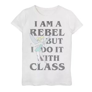 Disney Girls 7-16 Disney Peter Pan Tinkerbell I Am A Rebel But I Do It With Class Graphic Tee, Girl's, Size: XL, White