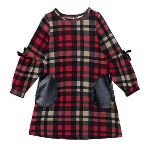 Deux par Deux Plaid Dress With Long Sleeves, Girl's, Size: 10, Brt Red