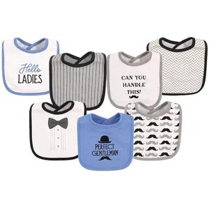 Hudson Baby Infant Boy Cotton Bibs 7pk, Gentlemen, One Size, Brt Blue