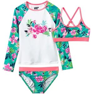 Girls 7-12 Slim Lands' End Rash Guard, Bikini Top & Bottoms Swimsuit Set, Girl's, Size: 10 SLIM, Green