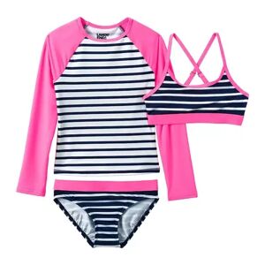 Girls 7-12 Slim Lands' End Rash Guard, Bikini Top & Bottoms Swimsuit Set, Girl's, White