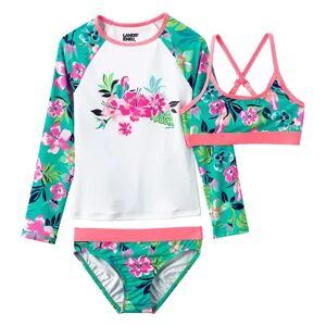 Girls Lands' End Rash Guard Top, Bikini Top & Bikini Bottoms Set, Girl's, Size: 5, Green