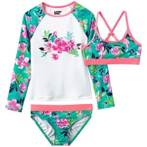 Girls Lands' End Rash Guard Top, Bikini Top & Bikini Bottoms Set, Girl's, Size: 14, Green