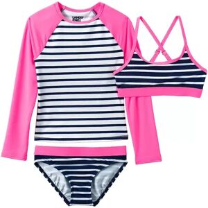 Girls Lands' End Rash Guard Top, Bikini Top & Bikini Bottoms Set, Girl's, Size: 8, White