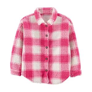 Girls 4-14 Carter's Plaid Button-Front Sherpa Jacket, Girl's