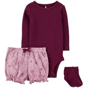 Baby Girl Carter's Bodysuit, Shorts, & Socks Set, Infant Girl's, Size: 12 Months, Purple