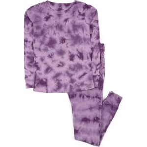 Leveret Kids Two Piece Cotton Pajamas Tie Dye Peach Mix 2 Year, Girl's, Size: 8, TD Purple