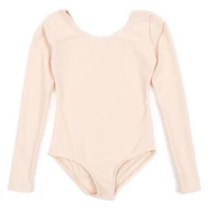 Leveret Girls Long Sleeve Leotard Yellow S (6-8), Girl's, Size: XL, Nude Pink