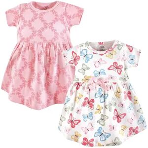 Touched by Nature Baby and Toddler Girl Organic Cotton Short-Sleeve Dresses 2pk, Butterflies, Toddler Girl's, Size: 0-3 Months, Med Pink