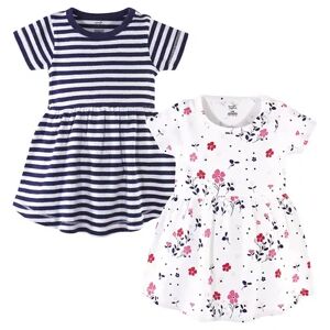 Touched by Nature Baby and Toddler Girl Organic Cotton Short-Sleeve Dresses 2pk, Floral Breeze, Toddler Girl's, Size: 9-12Months, Brt Blue