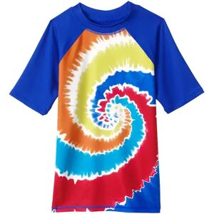 Lands' End Boys 2-20 Short Sleeve Tie Dye Rash Guard, Boy's, Size: XX Small, Bright Swirl Tie Dye