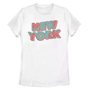 Unbranded Juniors' New York Retro Rose Graphic Tee, Girl's, Size: XL, White