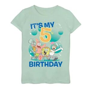 Licensed Character Girls 7-16 SpongeBob SquarePants Group 5th Birthday Tee, Girl's, Size: Large, Green
