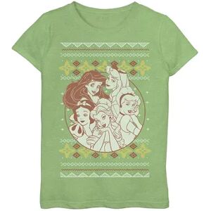 Marvel Girls 7-16 Disney Princess Ugly Christmas Sweater Graphic Tee, Girl's, Size: XL, Green