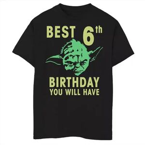 Star Wars Boys 8-20 Star Wars Yoda Best 6th Birthday You Will Have Stencil Graphic Tee, Boy's, Size: Medium, Black