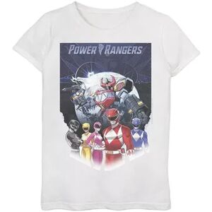 Licensed Character Girls 7-16 Power Rangers Fade Portrait Megazord Poster Tee, Girl's, Size: Medium, White