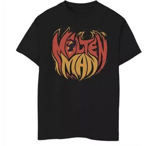 Marvel Boys 8-20 Marvel Spider-Man Far From Home Molten Man Vintage Logo Graphic Tee, Boy's, Size: Small, Black