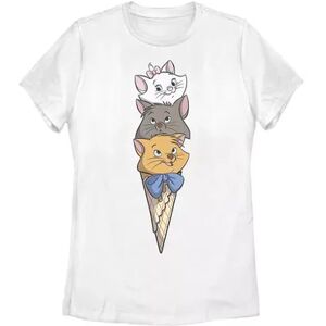 Licensed Character Juniors' Disney's The Aristocats Kitten Ice Cream Stack Graphic Tee, Girl's, Size: Medium, White