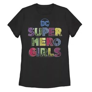 Licensed Character Juniors DC Comics Super Hero Girls Text Fill Tee, Girl's, Size: Medium, Black