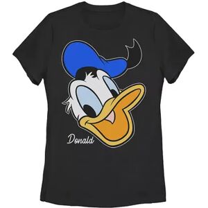 Licensed Character Juniors' Disney Donald Duck Smiling Face Portrait Graphic Tee, Girl's, Size: Small, Black