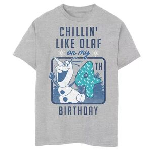 Disney s Frozen Boys 8-20 Chillin' Like Olaf On My 4th Birthday Graphic Tee, Boy's, Size: XS, Med Grey